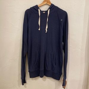 MVSPORT hooded light weight hoodie. Medium Blue.  front pocket and hood strings.